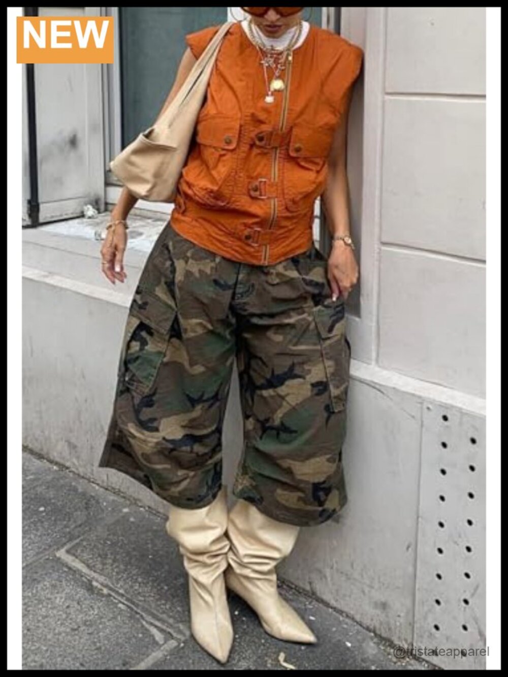 Camo Cargo Jeans Baggy Wide Leg High Waist Bermuda Capris Army Fatigue Pants - Picture 3 of 6